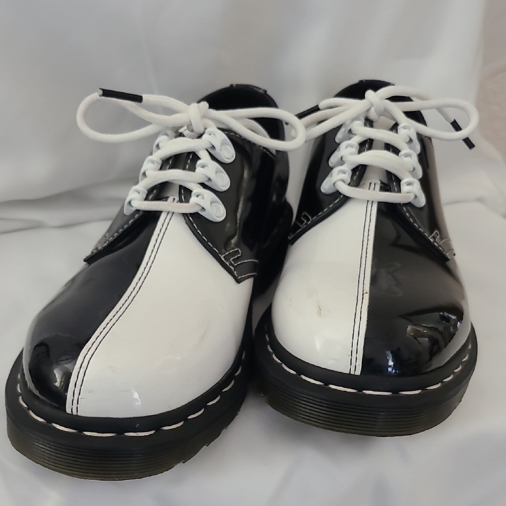 Dr Martens Black and White Colorblock Chinese New Year Oxfords